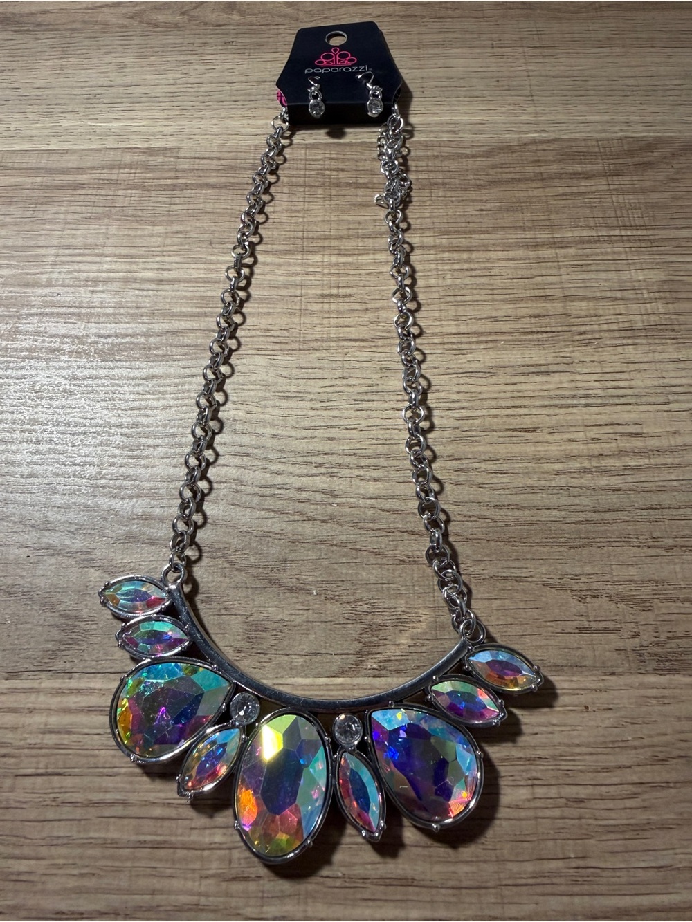 paparazzi Iridescent Multicolor Teardrop Statement Necklace